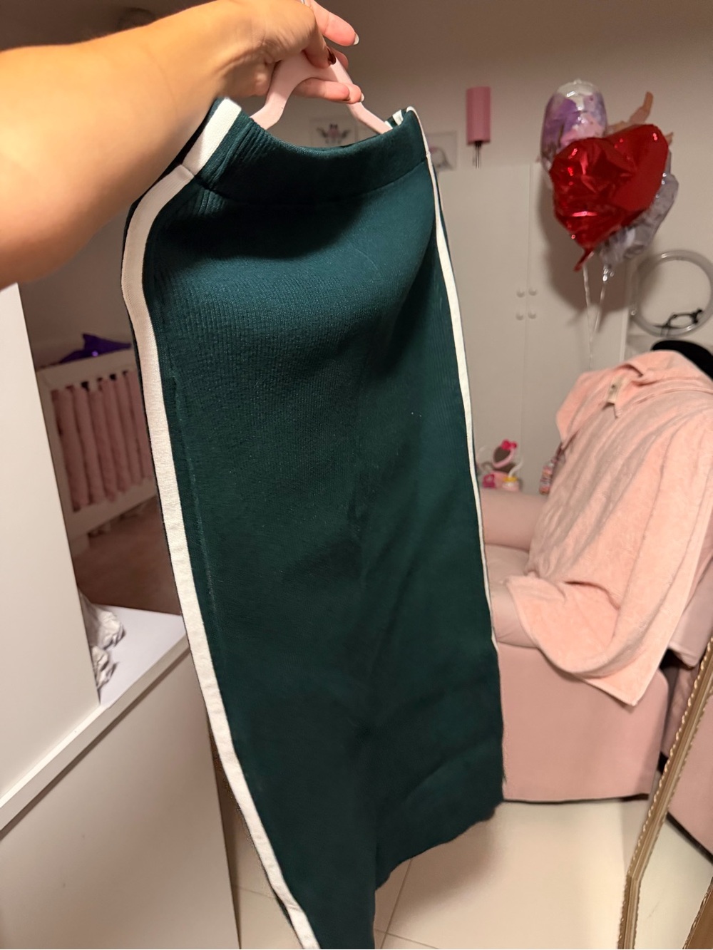 adidas Originals Teal Ribbed Midi Skirt with White Side Stripes - Picture 8 of 8
